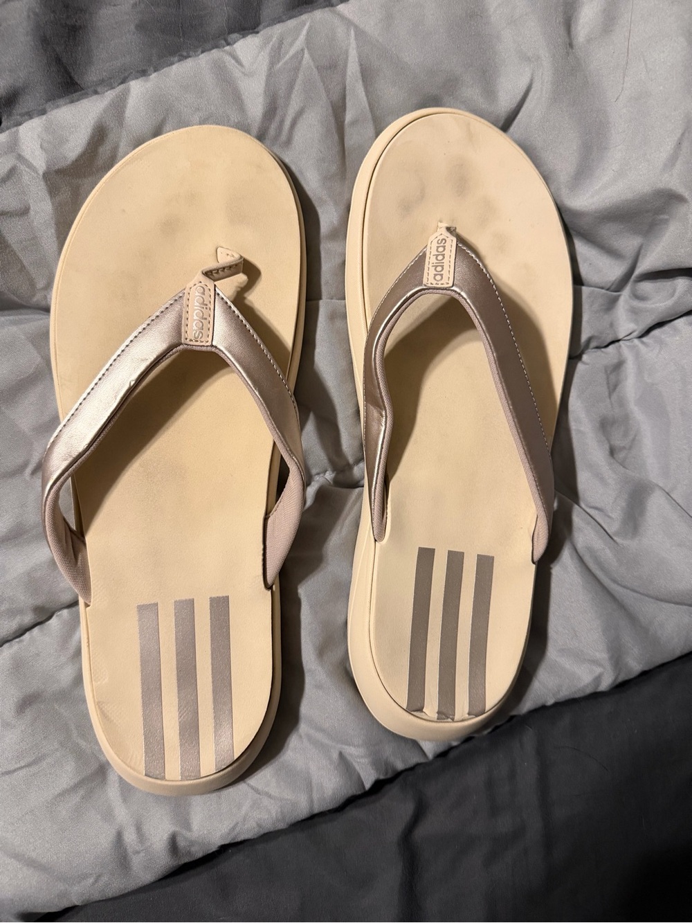 adidas Women’s Beige Tan Flip Flop Sandals
